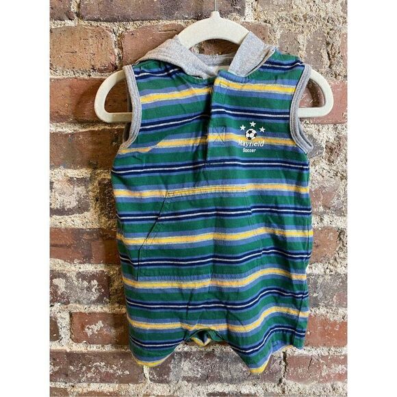 Y2K Circo Baby Mayfield Soccer Striped Hooded Sleeveless Romper Baby Size - Picture 1 of 9
